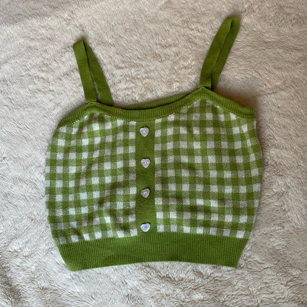 Checkerd green asthetic top